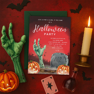 Halloween Zombie Friedhof Party Einladung
