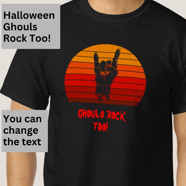 Halloween Zombie Ghouls Rock Too Hand Bones T-Shirt (Von Creator hochgeladen)