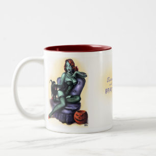 Halloween-Zombie-Girl Pin Up Zweifarbige Tasse