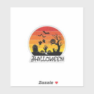 Halloween Zombie Hand Grabstein Baum Schwarze Katz Aufkleber