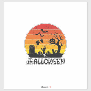Halloween Zombie Hand Grabstein Baum Schwarze Katz Aufkleber