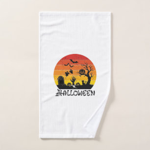 Halloween Zombie Hand Grabstein Baum Schwarze Katz Handtuch