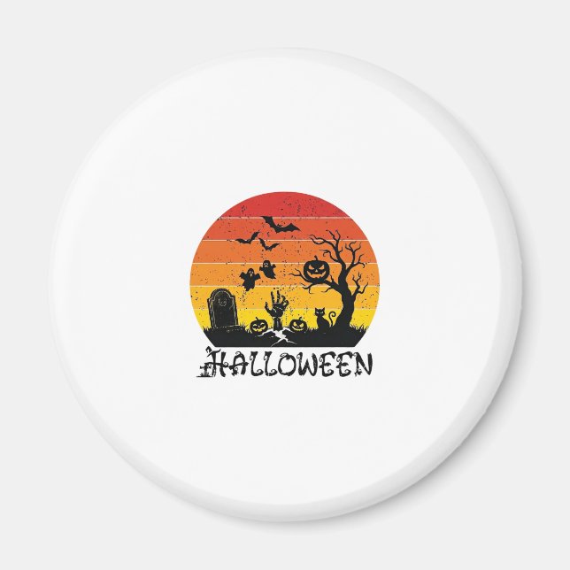 Halloween Zombie Hand Grabstein Baum Schwarze Katz Magnet (Vorne)