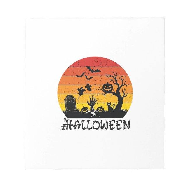 Halloween Zombie Hand Grabstein Baum Schwarze Katz Notizblock (Vorderseite)