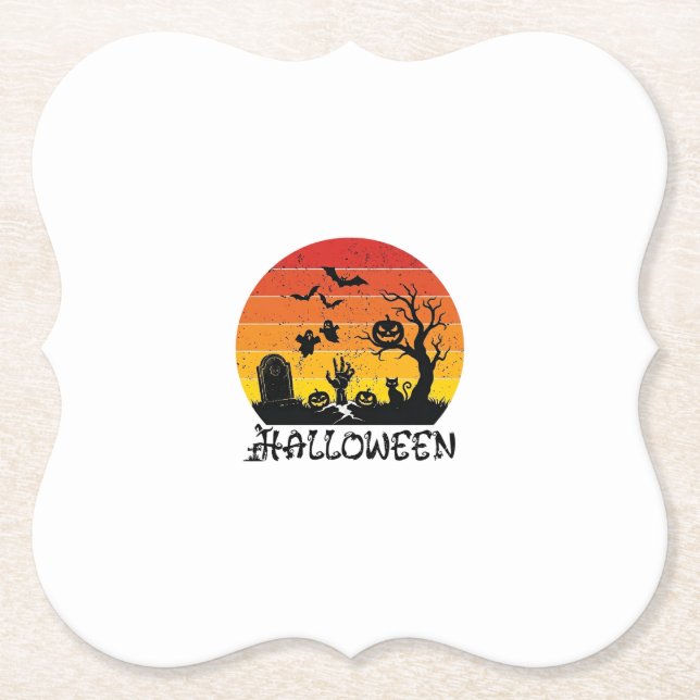 Halloween Zombie Hand Grabstein Baum Schwarze Katz Untersetzer (Vorderseite)