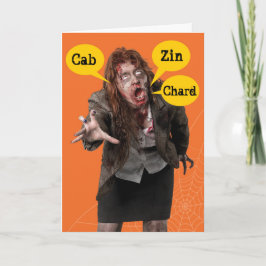 Halloween Zombie Happy Hallowine Wino Karte