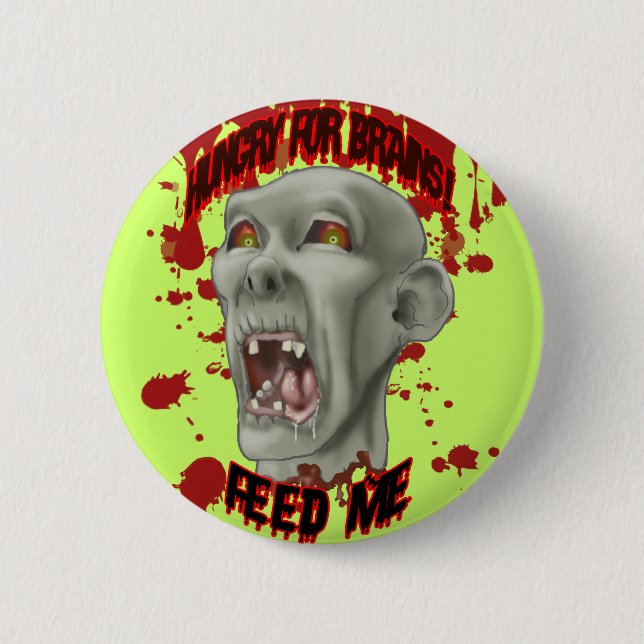 Halloween Zombie Kopf Knopf Button (Vorderseite)