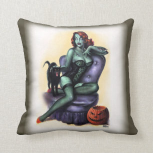 Halloween-Zombie-Mädchen-Button oben Kissen