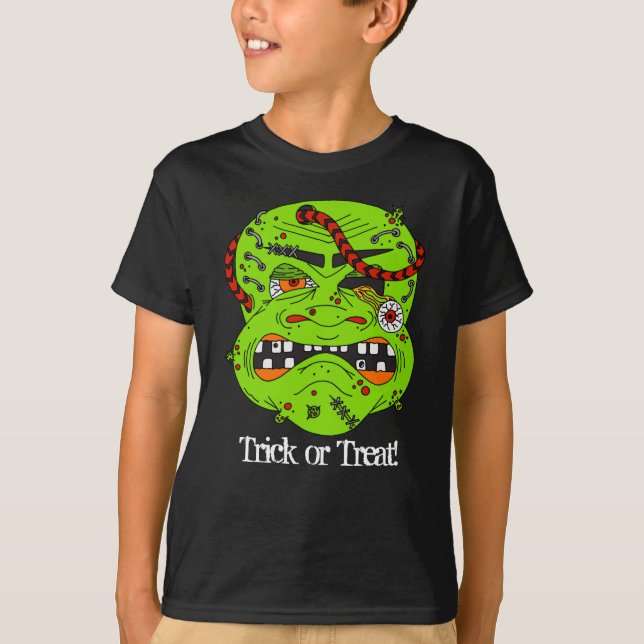 Halloween-Zombie-Monster-Trick oder -Treff T-Shirt (Vorderseite)