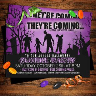 Halloween Zombie-Party Einladungen