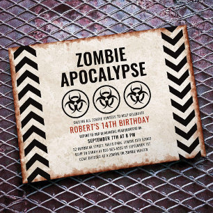 Halloween-Zombie-Party mit Biohazard-Symbolen Einladung