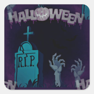 Halloween Zombie Quadratischer Aufkleber