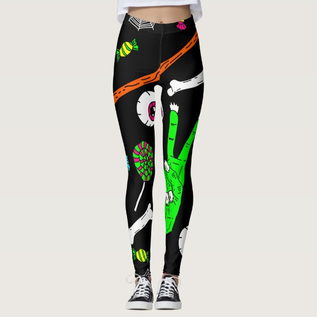 Halloween-Zombie-Schädel Leggings (Vorderseite)