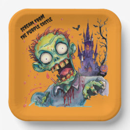 Halloween, Zombie,Schrei aus dem lila Schloss , Pappteller