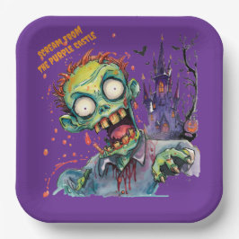 Halloween, Zombie,Schrei aus dem lila Schloss , Pappteller