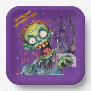 Halloween, Zombie,Schrei aus dem lila Schloss , Pappteller