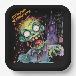Halloween, Zombie,Schrei aus dem lila Schloss , Pappteller