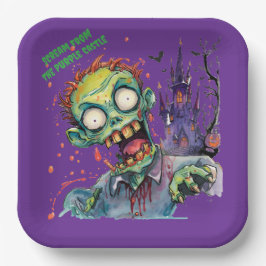 Halloween, Zombie,Schrei aus dem lila Schloss , Pappteller