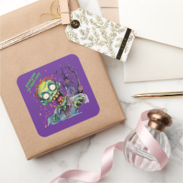 Halloween, Zombie,Schrei aus dem lila Schloss , Quadratischer Aufkleber