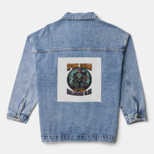 Halloween Zombie-Shirt Lustig Spook Squad Graviert Jeansjacke