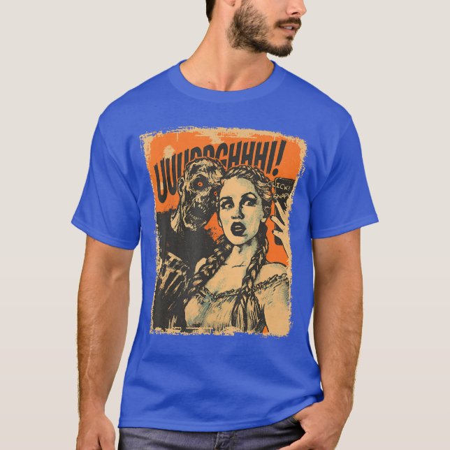 Halloween Zombie Sie Retro-Horror-Comic-Panel-Kuns T-Shirt (Vorderseite)