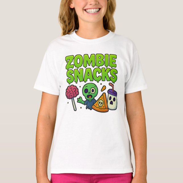 Halloween Zombie Snack Bekleidung Niedlich Unisex T-Shirt (Vorderseite)