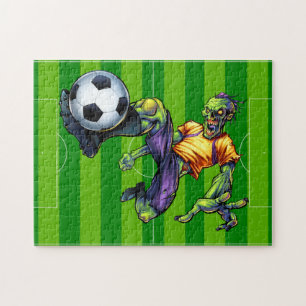 Halloween Zombie Soccer Forward Player Sports Puzzle