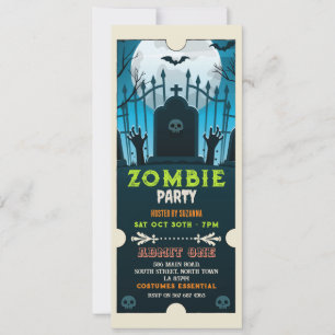 Halloween Zombie Ticket Fun Horror Einladung