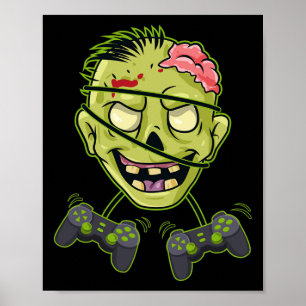 Halloween Zombie Video Gamer Controller Boys Kids Poster