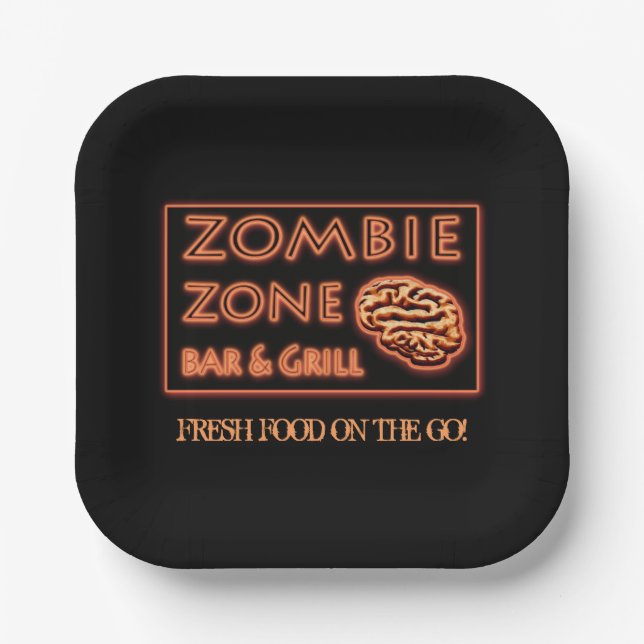 Halloween Zombie Zone Frische Lebensmittel unterwe Pappteller (Vorderseite)