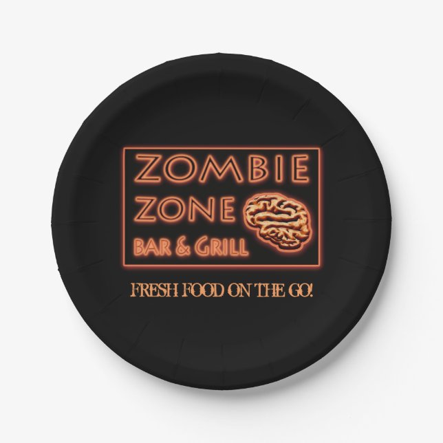 Halloween Zombie Zone Frische Lebensmittel unterwe Pappteller (Vorderseite)
