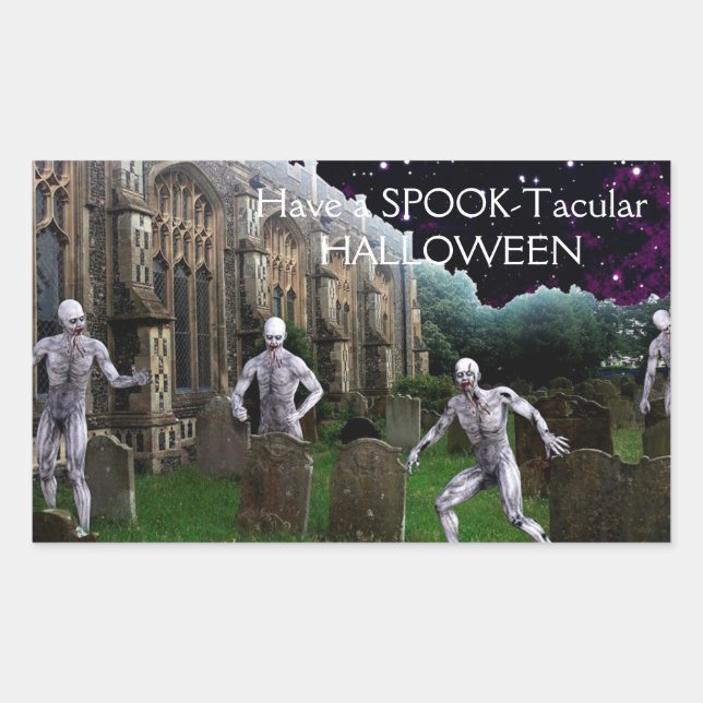 Halloween Zombies Rechteckiger Aufkleber (Vorderseite)