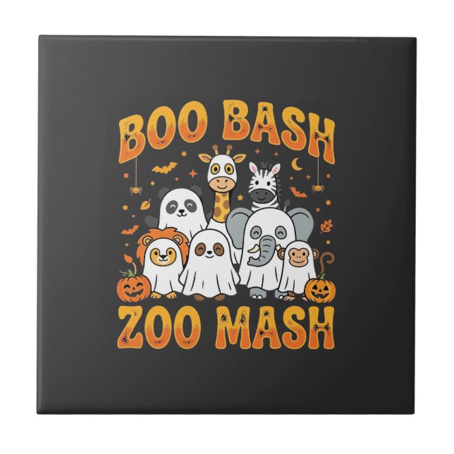 Halloween-Zoo-Tiere Boo Bash Zoo Mash_1 Fliese (Vorderseite)