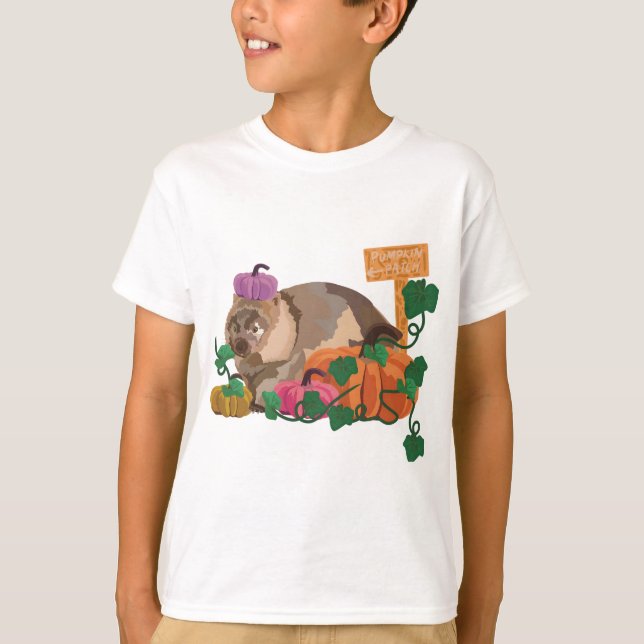 Halloween Zoo Wombat Pumpkin T-Shirt (Vorderseite)