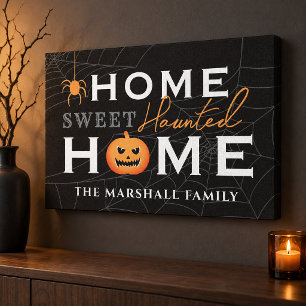 Halloween Zuhause Süßes Verzaubertes Zuhause Famil Leinwanddruck