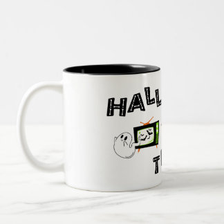Halloweenathon-Logo mit Skele Zweifarbige Tasse