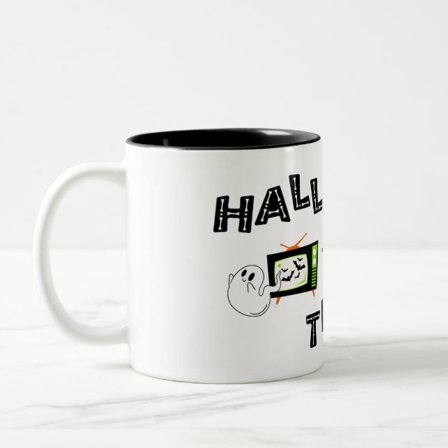 Halloweenathon-Logo mit Skele Zweifarbige Tasse (Links)