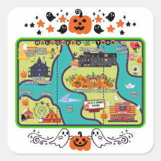 Halloweenathon Map 1 Square Sticker