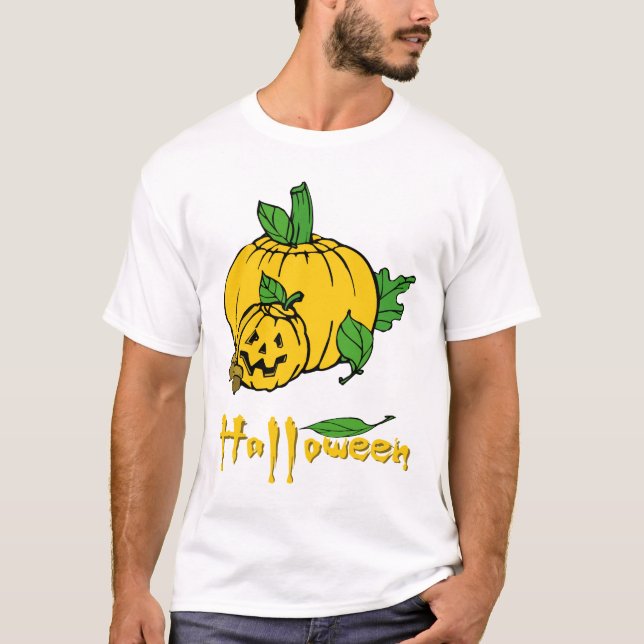 Halloweenfarbenkürbis, Beängstigende Halloween-Gra T-Shirt (Vorderseite)