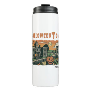 Halloweenhooky Sunset Scene - Vintager Schatten Thermosbecher
