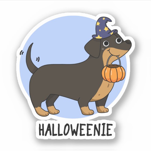 Halloweenie Funny Sausage Dog Puff Aufkleber (Vorderseite)
