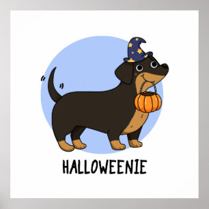 Halloweenie Funny Sausage Dog Puff Poster