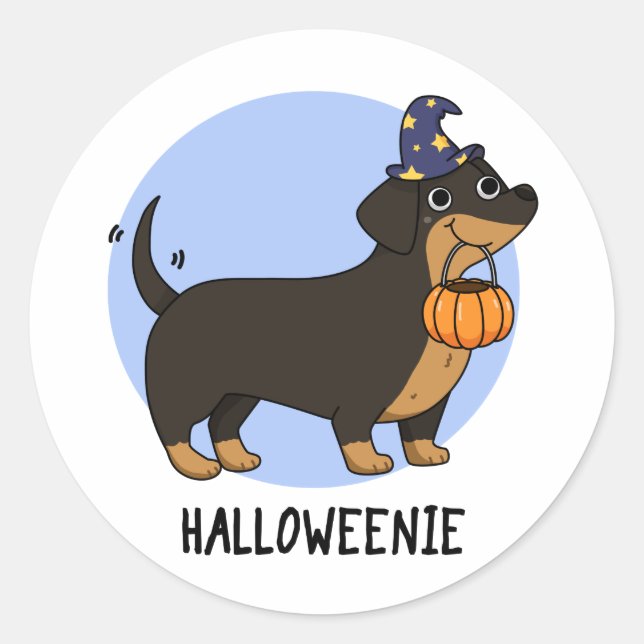 Halloweenie Funny Sausage Dog Puff Runder Aufkleber (Vorderseite)
