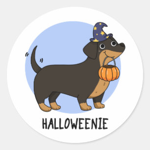 Halloweenie Funny Sausage Dog Puff Runder Aufkleber