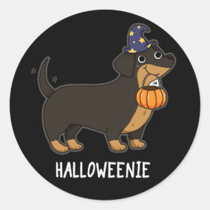 Halloweenie Lustiger Wursthund Wortspiel Dunkler H Runder Aufkleber