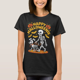 Halloweenie-Skelett-Spaziergang Lustiger Hundebesi T-Shirt