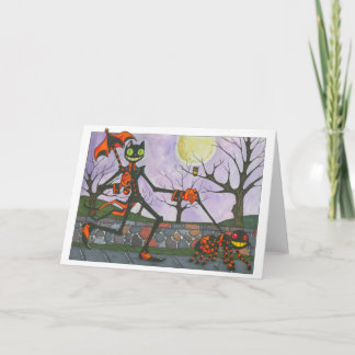 "Halloweenkatzen-u. -taschen-" leere Karte
