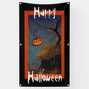 Halloweenkürbis und -eule banner