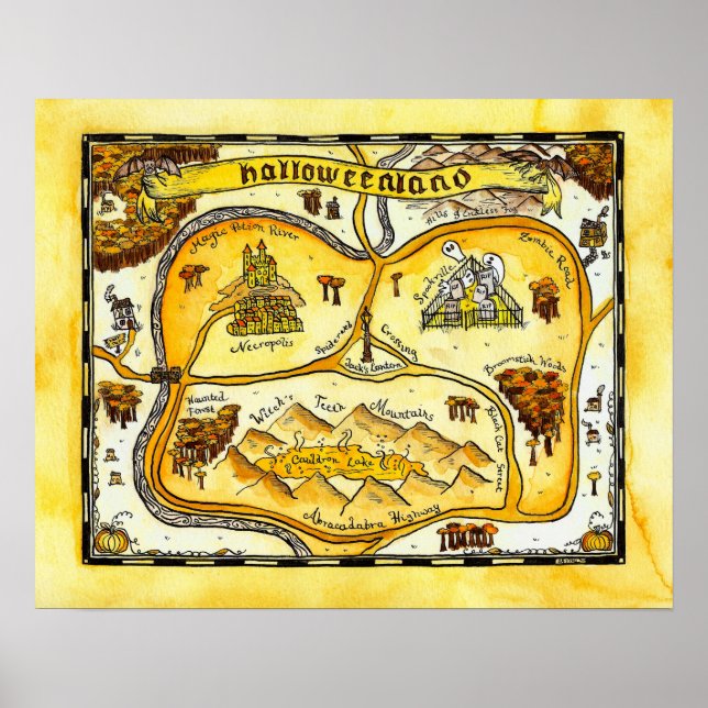 Halloweenland Map Halloween Poster (Vorne)