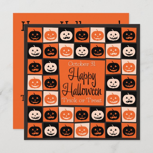 Halloweenmosaik Einladung (Vorne/Hinten)